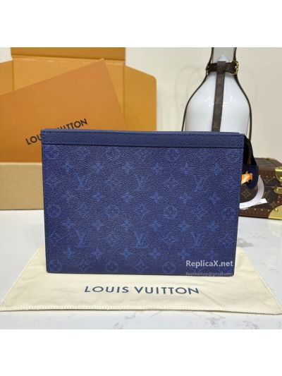 Louis Vuitton Blue Monogram Zip Clutch