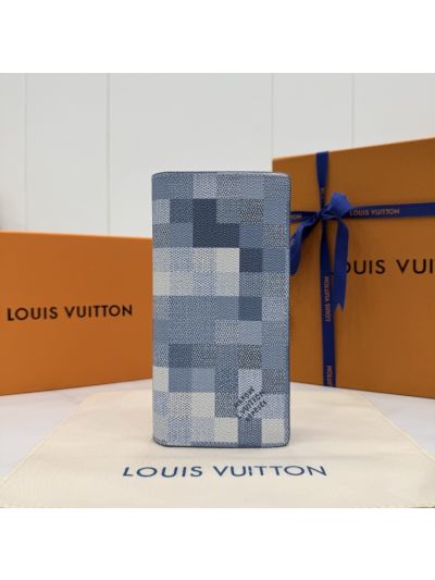 Louis Vuitton Blue Patchwork Checkerboard Long Folding Wallet