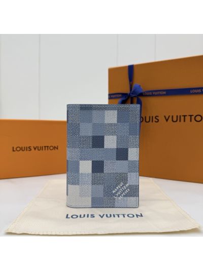 Louis Vuitton Blue Patchwork Checkerboard Passport Cover