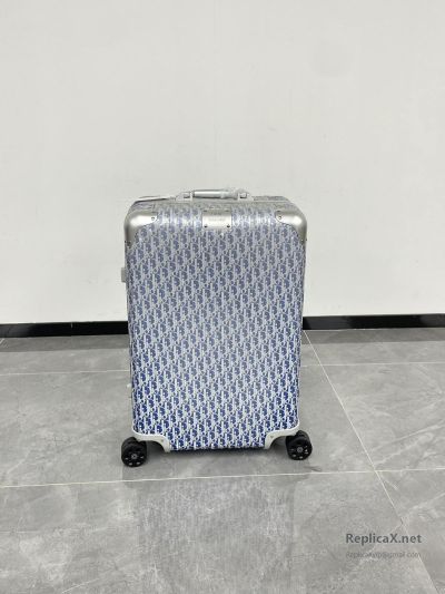 Louis Vuitton Blue Patterned Silver-Tone Rolling Suitcase