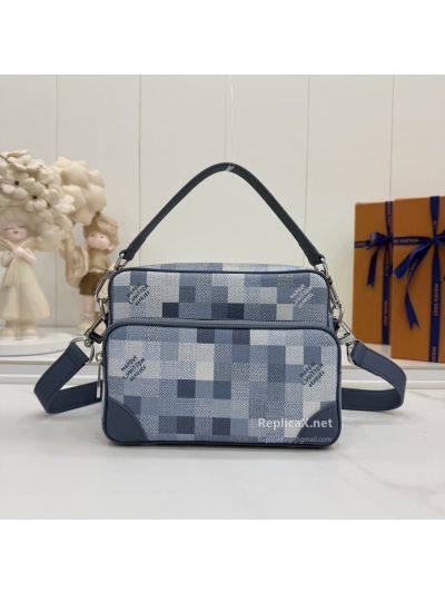 Louis Vuitton Blue Pixel Check Crossbody Bag with Front Pocket