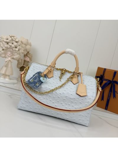 Louis Vuitton Blue Textured Top Handle Bag