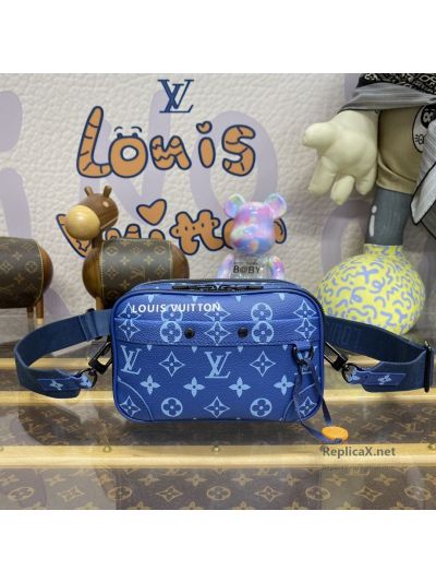 Louis Vuitton Blue White Monogram Front Pocket Crossbody Bag