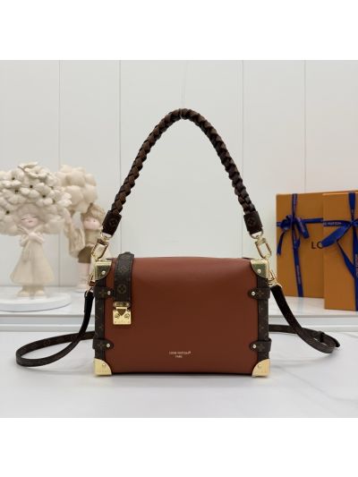 Louis Vuitton Brown Box Shoulder Bag with Braided Handle