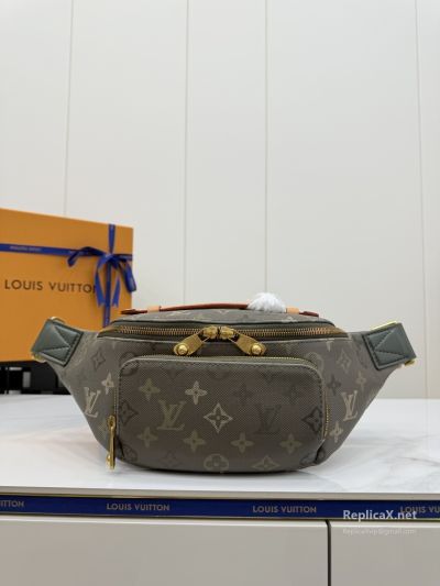 Louis Vuitton Brown Monogram Belt Bag with Tan Top Handle