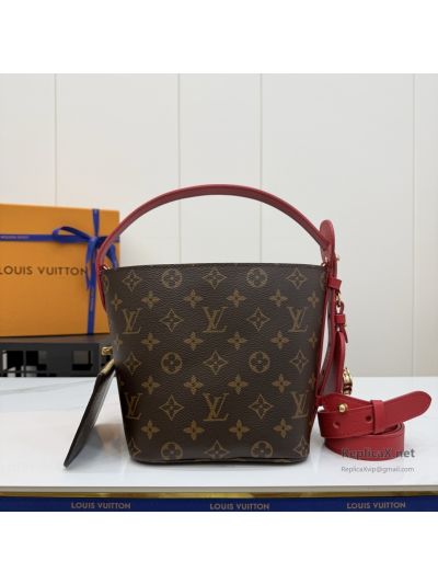 Louis Vuitton Brown Monogram Bucket Bag with Red Trim
