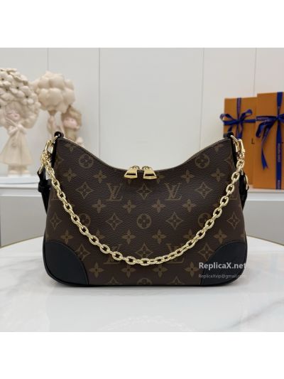 Louis Vuitton Brown Monogram Chain Hobo Bag with Black Corners