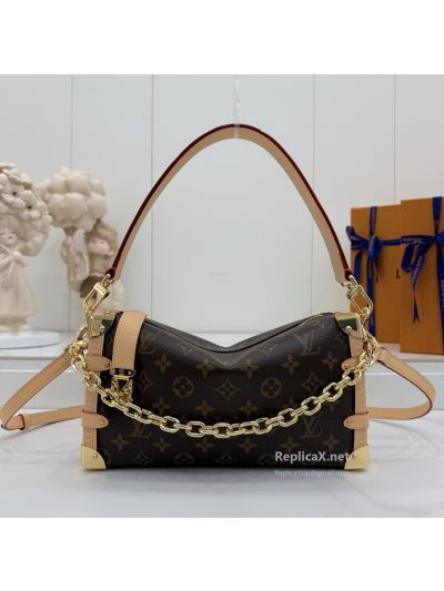 Louis Vuitton Brown Monogram Chain Hobo Bag with Tan Corner Trim