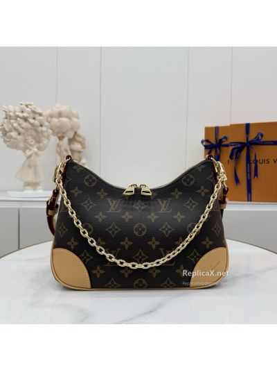 Louis Vuitton Brown Monogram Chain Hobo Bag with Tan Corners