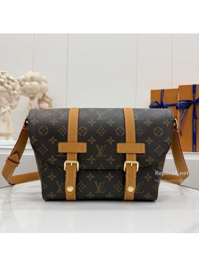 Louis Vuitton Brown Monogram Double Buckle Messenger Bag