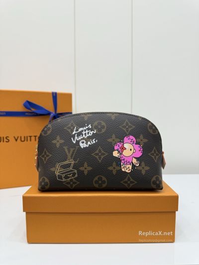 Louis Vuitton Pochette Cosmétique PM Brown Monogram Floral Graphic Cosmetic Pouch M15359