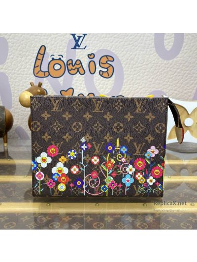 Louis Vuitton Brown Monogram Floral Zip Clutch