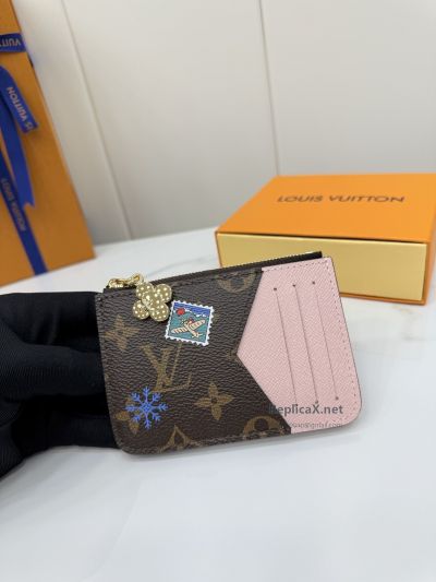 Louis Vuitton Brown Monogram Graphic Zip Card Holder with Pink Panel