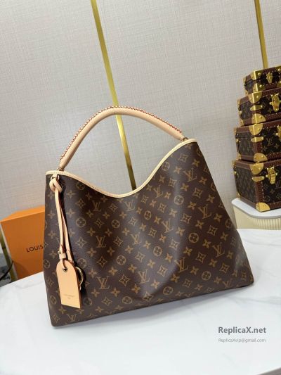 Louis Vuitton Brown Monogram Hobo Bag with Braided Handle
