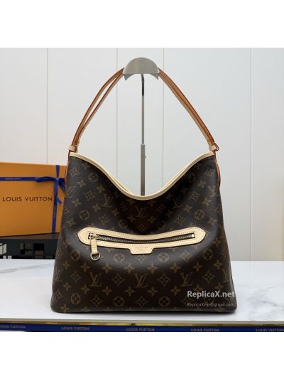 Louis Vuitton Brown Monogram Hobo Bag with Front Zip Pocket