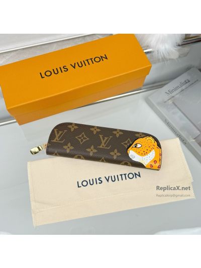 Louis Vuitton Brown Monogram Leopard-Graphic Slim Zip Case