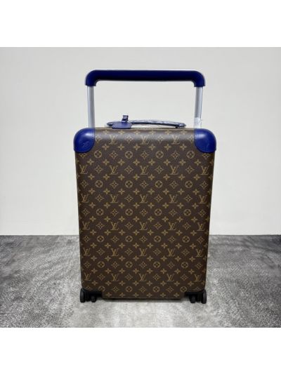 Louis Vuitton Brown Monogram Rolling Suitcase with Blue Trim