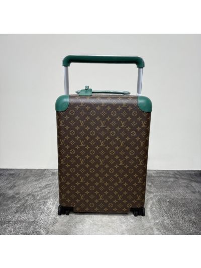 Louis Vuitton Brown Monogram Rolling Suitcase with Green Trim