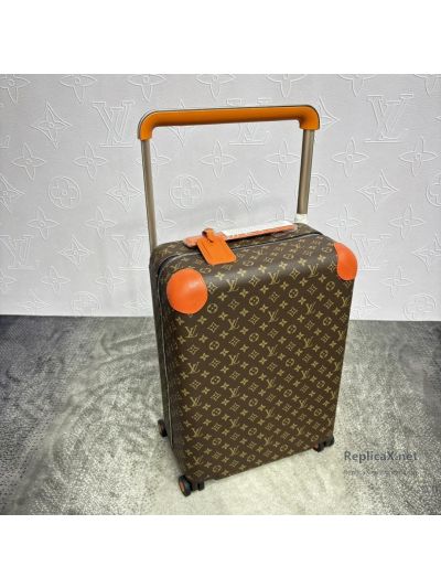 Louis Vuitton Brown Monogram Rolling Suitcase with Orange Trim