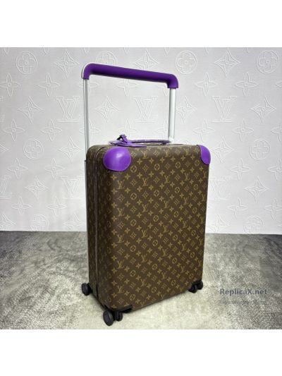 Louis Vuitton Brown Monogram Rolling Suitcase with Purple Trim