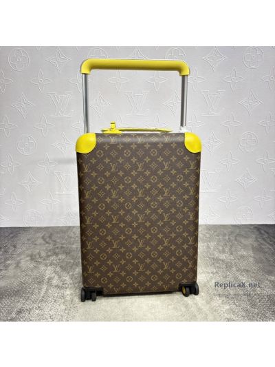 Louis Vuitton Brown Monogram Rolling Suitcase with Yellow Trim