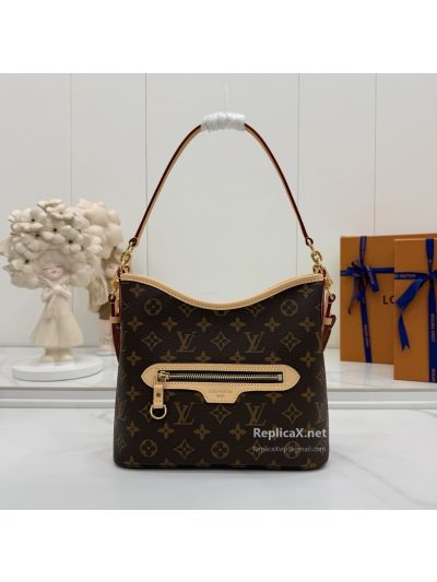 Louis Vuitton Brown Monogram Shoulder Bag with Front Zip Pocket