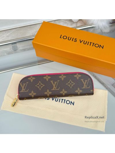 Louis Vuitton Brown Monogram Slim Zip Case with Fuchsia Trim