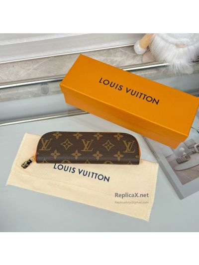 Louis Vuitton Brown Monogram Slim Zip Case with Orange Trim