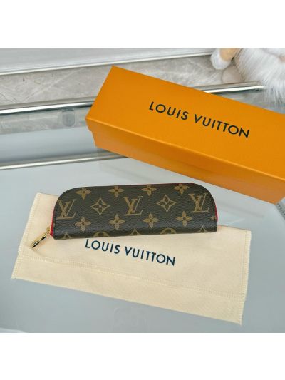 Louis Vuitton Brown Monogram Slim Zip Case with Red Interior