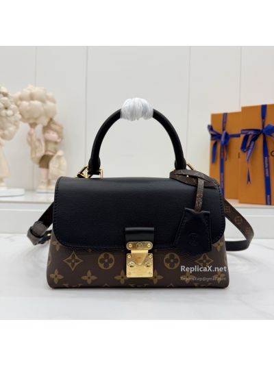 Louis Vuitton Brown Monogram Top Handle Bag with Black Flap