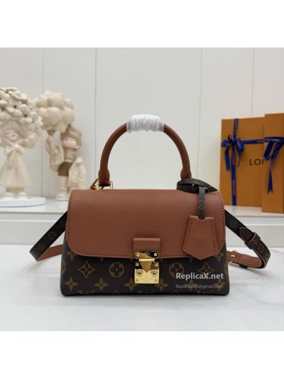 Louis Vuitton Brown Monogram Top Handle Bag with Cognac Flap