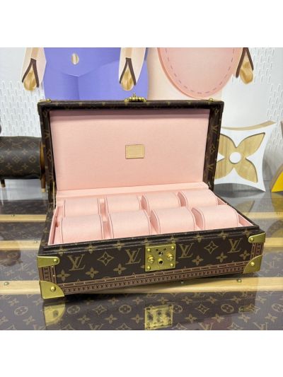 louis-vuitton-brown-monogram-watch-storage-trunk-with-pink-interior-rxlvj01237-03