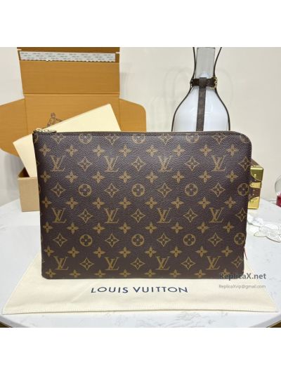Louis Vuitton Brown Monogram Wide Zip-Around Document Pouch Premium