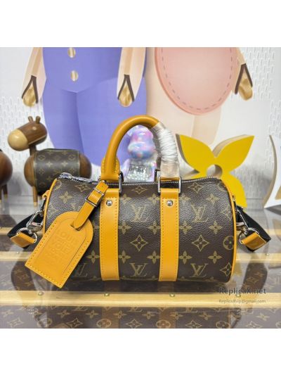 Louis Vuitton Brown Monogram Yellow Trim Mini Barrel Bag