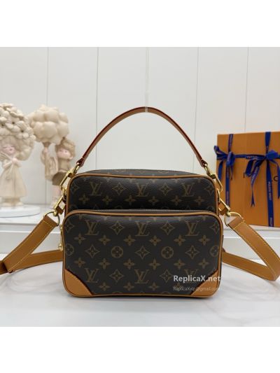 Louis Vuitton Brown Monogram Zip Crossbody Bag with Front Pocket