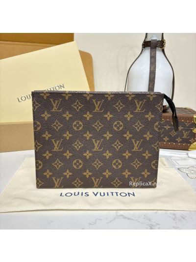 Louis Vuitton Brown Monogram Zip Pouch with Wrist Strap Premium
