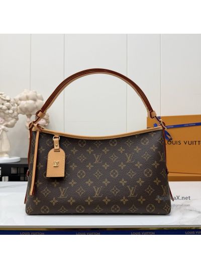 Louis Vuitton Brown Monogram Zip Shoulder Bag with Tan Trim Premium
