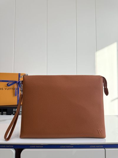 Louis Vuitton Brown Textured Wristlet Pouch