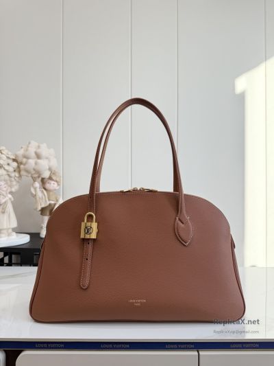 Louis Vuitton Brown Twin Handle Zip Tote with Padlock Premium