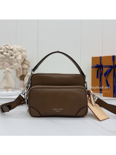 Louis Vuitton Brown Zip Crossbody Bag with Front Pocket