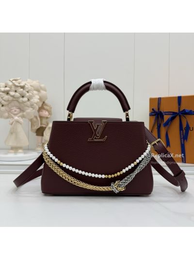 Louis Vuitton Burgundy Bead Chain Top Handle Bag