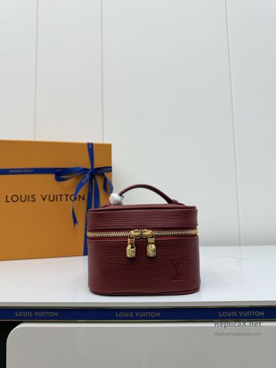 Louis Vuitton Burgundy Ribbed Compact Vanity Case