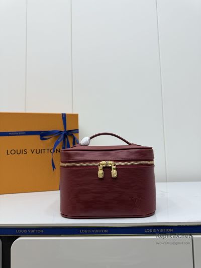 Louis Vuitton Burgundy Ribbed Tall Vanity Case