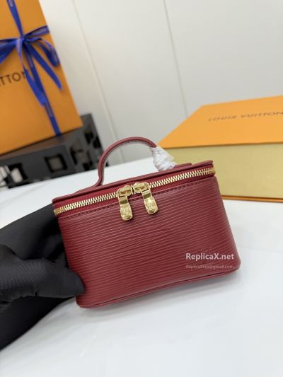 Louis Vuitton Burgundy Ribbed Zip Vanity Case