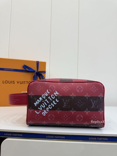 Louis Vuitton Burgundy Striped Monogram Toiletry Pouch