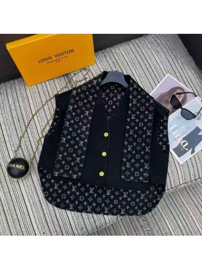 Louis Vuitton Button-Front Monogram Vest in Black