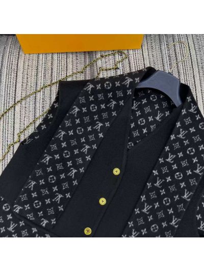 Louis Vuitton Button-Front Monogram Vest in Black
