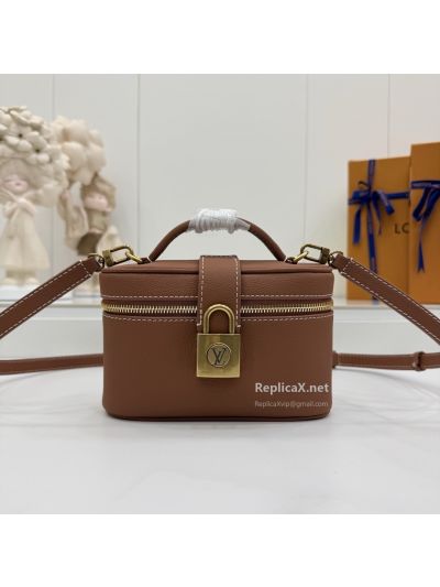Louis Vuitton Cognac Zip Vanity Bag with Front Padlock
