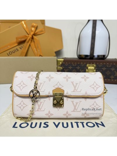 Louis Vuitton Cream and Beige Monogram Flap Bag with Chain Premium