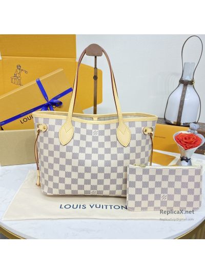 Louis Vuitton Cream and Grey Checkerboard Shoulder Tote Premium